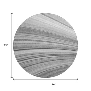 HomeRoots 8' Gray and Ivory Abstract Round Rug – Washable, UV-Protected, Stylish Comfort for Modern Spaces 650347