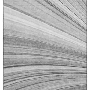 HomeRoots 9' X 12' Gray And Ivory Abstract Washable Area Rug - Durable, UV-Protected, Stylish for Modern Spaces 650349
