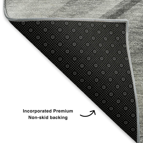 HomeRoots 10' X 14' Gray And Ivory Abstract Washable Area Rug - Durable, UV-Protected, Ideal for High-Traffic Homes 650350