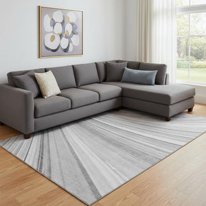 HomeRoots 10' X 14' Gray And Ivory Abstract Washable Area Rug - Durable, UV-Protected, Ideal for High-Traffic Homes 650350