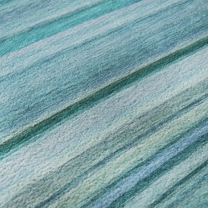 HomeRoots 5' Teal and Ivory Abstract Area Rug – Washable, UV Protected, Durable, Perfect for Family Spaces! 650352