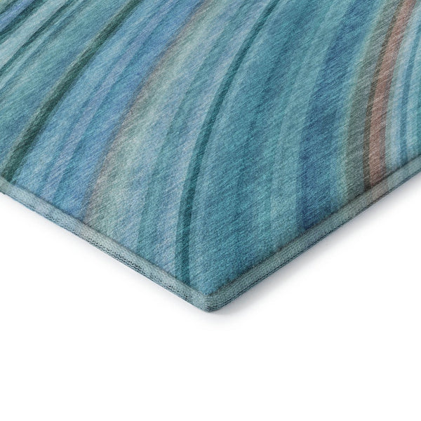 HomeRoots 8' X 10' Teal & Ivory Abstract Area Rug - Washable, UV Protected, Durable for High-Traffic Spaces 650354