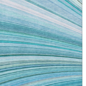 HomeRoots 8' X 10' Teal & Ivory Abstract Area Rug - Washable, UV Protected, Durable for High-Traffic Spaces 650354