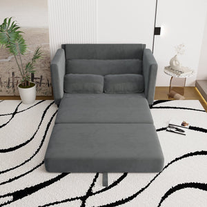 English Elm 2-in-1 Corduroy Loveseat Sleeper with Storage Converts for Living Room or Studio Grey W2715P409861