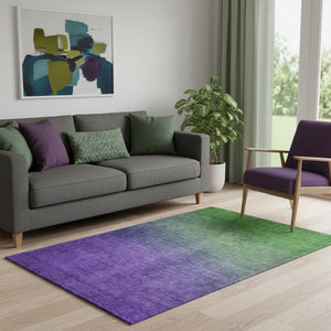 HomeRoots 5' X 8' Ombre Area Rug in Green & Purple – Soft, Washable, UV Protected, Ideal for High-Traffic Areas 650376