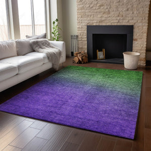 HomeRoots 8' X 10' Ombre Green to Purple Washable Area Rug with UV Protection - Stain-Resistant, Soft Comfort! 650378