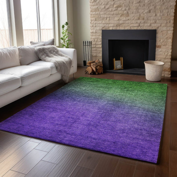 HomeRoots 8' X 10' Ombre Green to Purple Washable Area Rug with UV Protection - Stain-Resistant, Soft Comfort! 650378