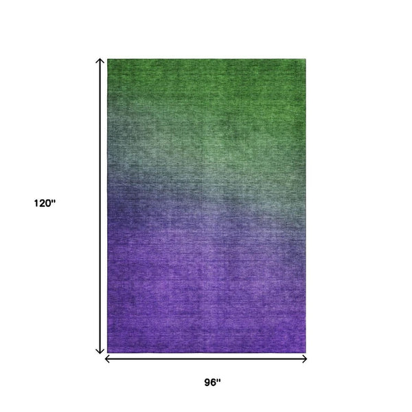 HomeRoots 8' X 10' Ombre Green to Purple Washable Area Rug with UV Protection - Stain-Resistant, Soft Comfort! 650378