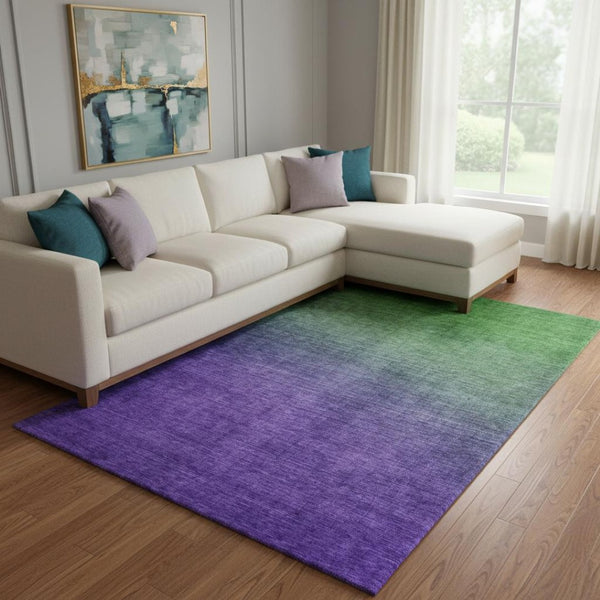 HomeRoots 8' X 10' Ombre Green to Purple Washable Area Rug with UV Protection - Stain-Resistant, Soft Comfort! 650378