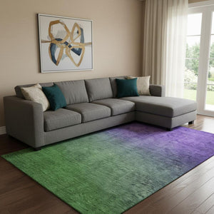 HomeRoots 10' X 14' Green And Purple Ombre Area Rug - Durable, Washable, UV-Protected, Perfect for Busy Homes! 650380