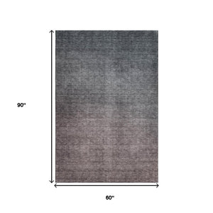 HomeRoots 5' X 8' Ombre Washable Area Rug - Stylish Gray to Brown Gradient with UV Protection for Homes 650382