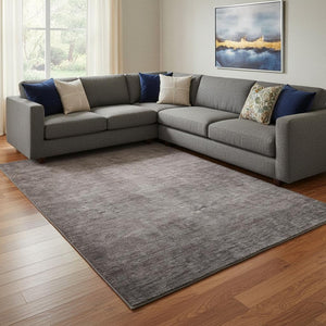 HomeRoots 8' X 10' Gray Ombre Area Rug - Washable, UV Protected & Stain Resistant for Modern Living Spaces 650384