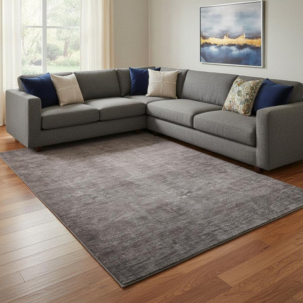 HomeRoots 8' X 10' Gray Ombre Area Rug - Washable, UV Protected & Stain Resistant for Modern Living Spaces 650384