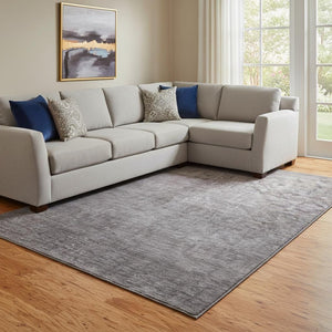HomeRoots 9' X 12' Ombre Gray-Brown Washable Area Rug with UV Protection - Stylish, Durable, and Stain Resistant! 650385