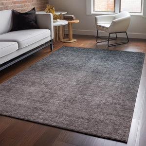 HomeRoots 10' Gray and Brown Ombre Area Rug - Washable, UV Protected, Durable Design for High-Traffic Spaces 650386