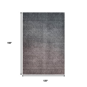 HomeRoots 10' Gray and Brown Ombre Area Rug - Washable, UV Protected, Durable Design for High-Traffic Spaces 650386