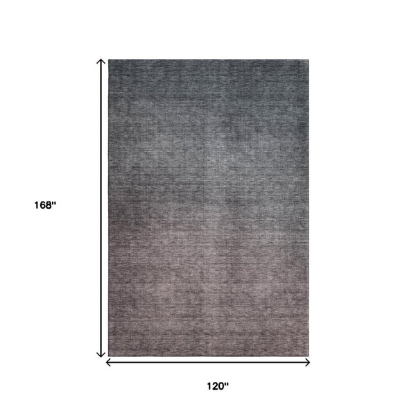 HomeRoots 10' Gray and Brown Ombre Area Rug - Washable, UV Protected, Durable Design for High-Traffic Spaces 650386