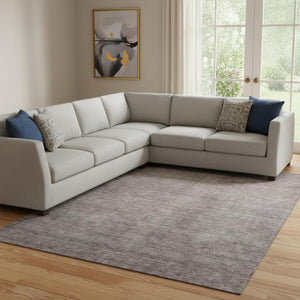 HomeRoots 10' Gray and Brown Ombre Area Rug - Washable, UV Protected, Durable Design for High-Traffic Spaces 650386
