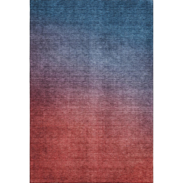 HomeRoots 5' X 8' Ombre Area Rug in Navy and Red - Washable, UV-Protected, Stain-Resistant for Family Spaces 650388