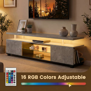 English Elm Tv Stand with Led Lighting Two Tone Mdf Entertainment Console for Gaming Living Room W2178P455923
