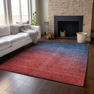 HomeRoots 9' X 12' Ombre Area Rug in Navy Blue and Red - Washable, UV Protected, Ideal for High-Traffic Spaces 650391