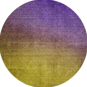 HomeRoots 8' Vibrant Purple Blue Gold Ombre Round Rug - Washable, Stain Resistant, UV Protected for Homes 650401