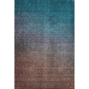 HomeRoots 8' X 10' Teal Ombre Area Rug - Stain-Resistant, UV-Protected, Machine-Washable for Modern Spaces 650408