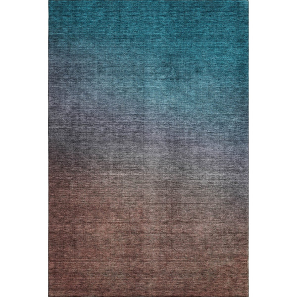 HomeRoots 10' X 14' Teal and Brown Ombre Area Rug - Washable, UV-Protected, Durable, and Stylish Design! 650410