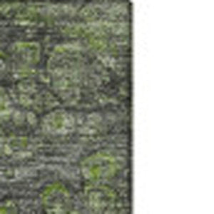 HomeRoots 5' X 8' Artichoke Green Gray Ivory Abstract Rug - Stylish, Washable, UV Protected, Pet-Friendly Design 650412