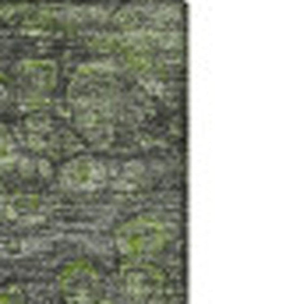 HomeRoots 5' X 8' Artichoke Green Gray Ivory Abstract Rug - Stylish, Washable, UV Protected, Pet-Friendly Design 650412