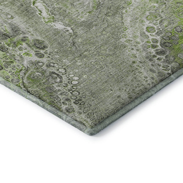 HomeRoots 5' X 8' Artichoke Green Gray Ivory Abstract Rug - Stylish, Washable, UV Protected, Pet-Friendly Design 650412
