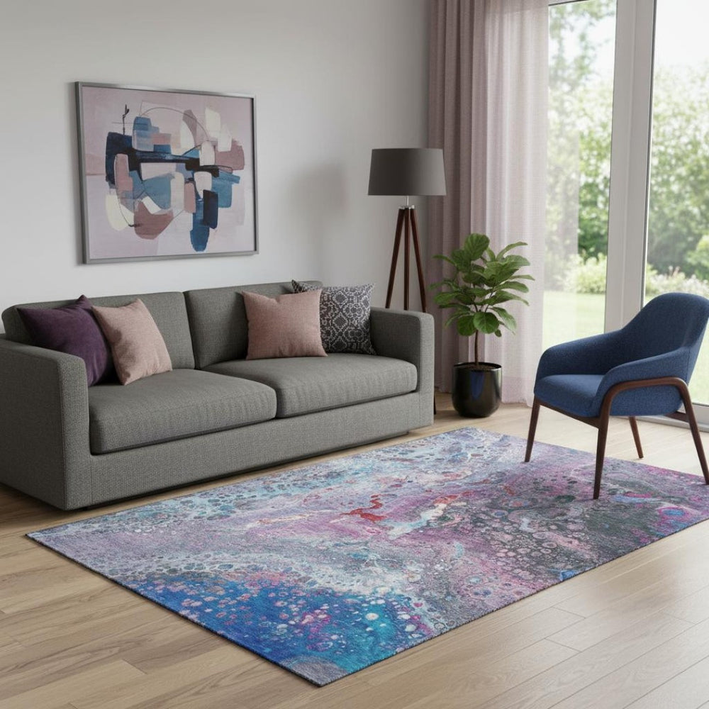 HomeRoots 5' X 8' Colorful Abstract Washable Area Rug - UV Protected, Stain Resistant, Perfect for Homes! 650418
