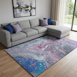 HomeRoots 8' X 10' Vibrant Abstract Washable Area Rug with UV Protection - Family & Pet-Friendly Design 650420