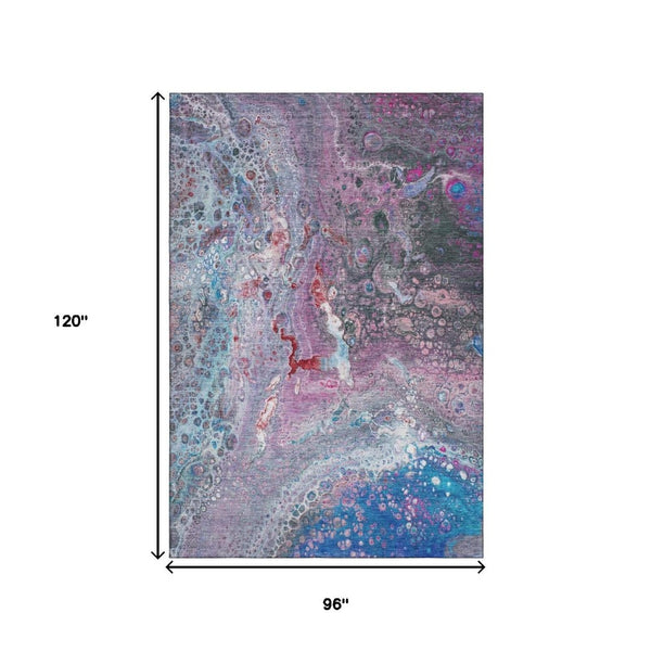 HomeRoots 8' X 10' Vibrant Abstract Washable Area Rug with UV Protection - Family & Pet-Friendly Design 650420
