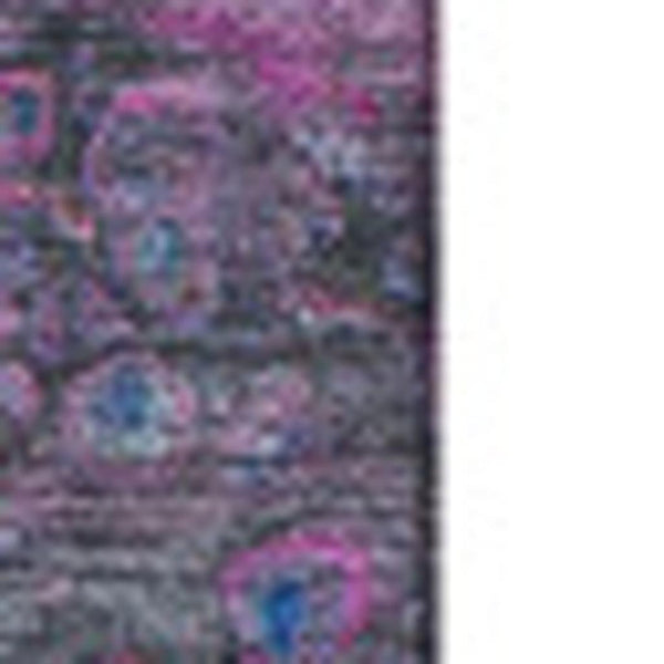 HomeRoots 9' X 12' Washable Abstract Area Rug in Blue, Pink & Purple - UV Protected for High-Traffic Spaces 650421