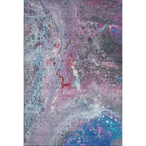 HomeRoots 9' X 12' Washable Abstract Area Rug in Blue, Pink & Purple - UV Protected for High-Traffic Spaces 650421