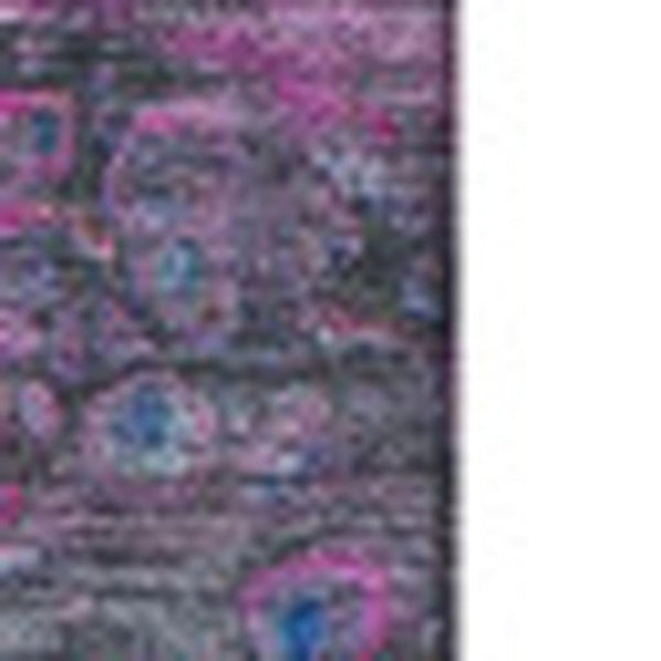 HomeRoots 10' X 14' Stylish Blue, Pink & Purple Abstract Washable Area Rug with UV Protection for Homes 650422