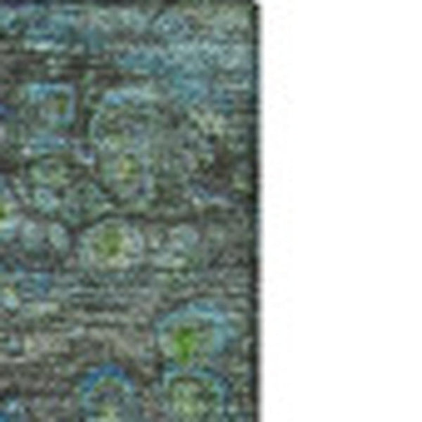 HomeRoots 5' X 8' Abstract Washable Area Rug in Green, Blue, Ivory – UV Protected, Durable & Stylish Design 650424