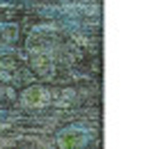HomeRoots 5' X 8' Abstract Washable Area Rug in Green, Blue, Ivory – UV Protected, Durable & Stylish Design 650424