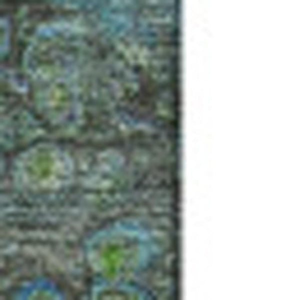 HomeRoots 8' X 10' Washable Abstract Area Rug in Green, Blue & Ivory - UV Protected, Durable & Stylish Design 650426