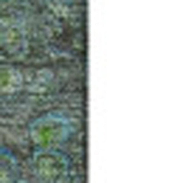 HomeRoots 9' Modern Abstract Area Rug in Green, Blue & Ivory - Washable, UV-Protected, Stain-Resistant Design 650427