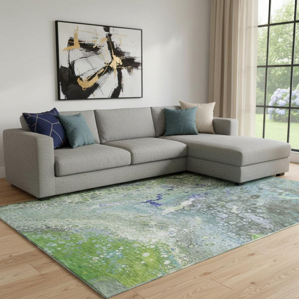 HomeRoots 10' X 14' Contemporary Abstract Area Rug – Washable, UV-Protected, Stain-Resistant, Perfect for Homes! 650428