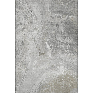 HomeRoots 5' X 8' Modern Silver and Gray Abstract Washable Area Rug with UV Protection for Stylish Homes 650430