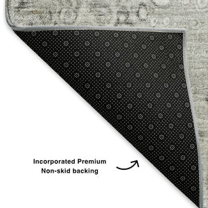 HomeRoots 5' X 8' Modern Silver and Gray Abstract Washable Area Rug with UV Protection for Stylish Homes 650430
