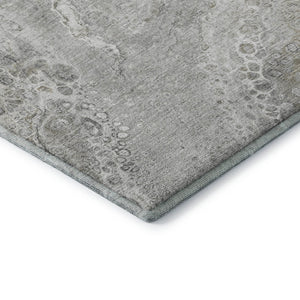 HomeRoots 5' X 8' Modern Silver and Gray Abstract Washable Area Rug with UV Protection for Stylish Homes 650430