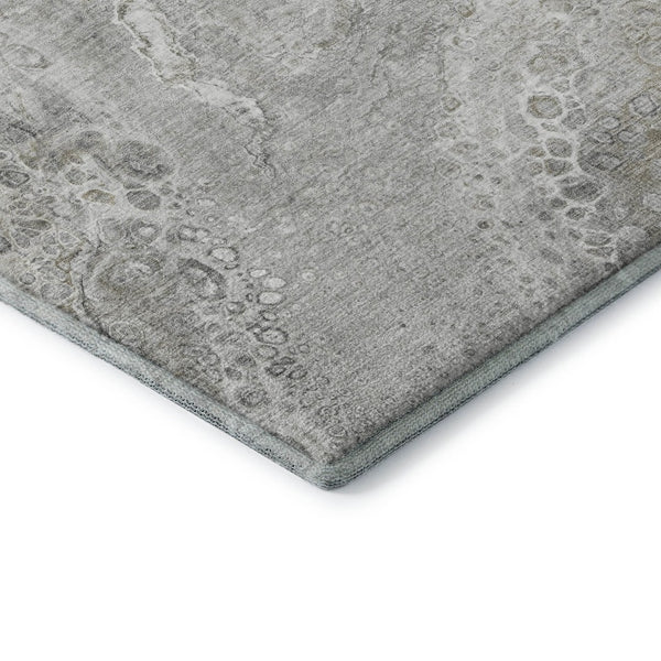 HomeRoots 5' X 8' Modern Silver and Gray Abstract Washable Area Rug with UV Protection for Stylish Homes 650430