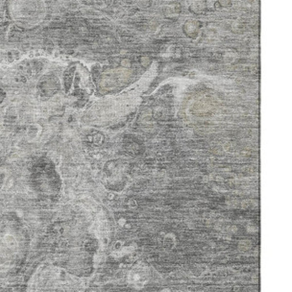 HomeRoots 5' X 8' Modern Silver and Gray Abstract Washable Area Rug with UV Protection for Stylish Homes 650430