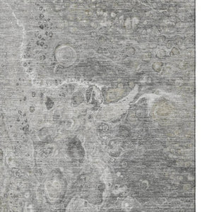 HomeRoots 5' X 8' Modern Silver and Gray Abstract Washable Area Rug with UV Protection for Stylish Homes 650430
