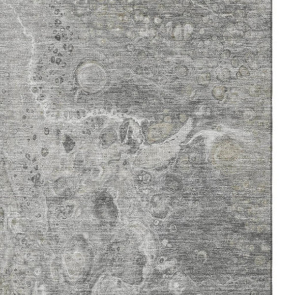 HomeRoots 5' X 8' Modern Silver and Gray Abstract Washable Area Rug with UV Protection for Stylish Homes 650430
