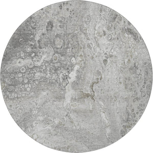 HomeRoots 8' Silver and Gray Abstract Round Washable Rug with UV Protection for Stylish, Busy Homes 650431